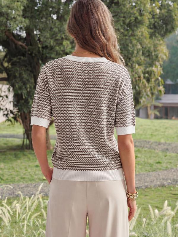 Women's Chevron V-Neck Knit Sweater - Back view
